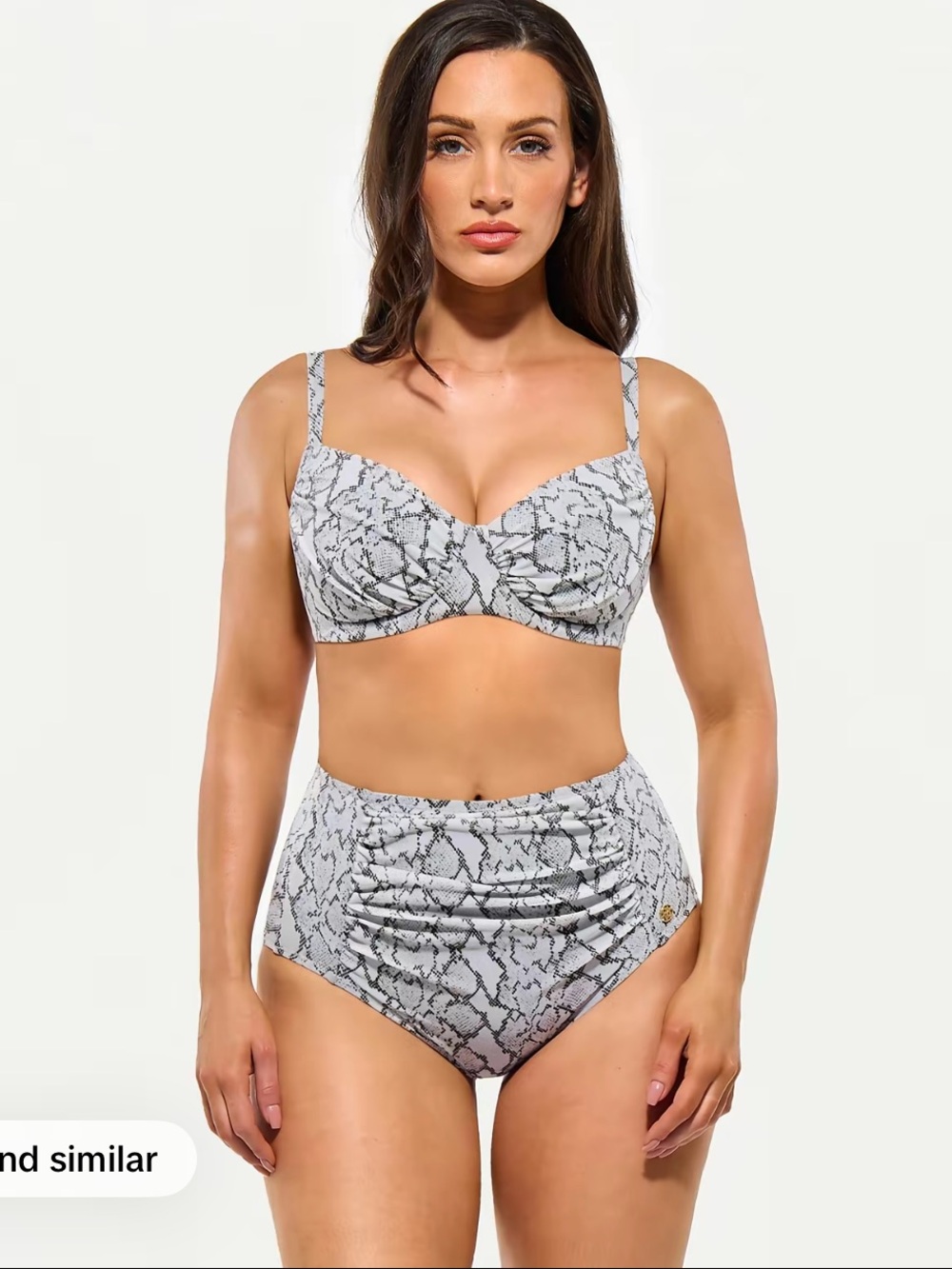 Underwire High-Waist Snake Print Bikini Set - Grey